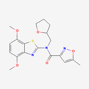 molecular formula C19H21N3O5S B2733895 N-(4,7-二甲氧基苯并[4,3-d]噻唑-2-基)-5-甲基-N-((四氢呋喃-2-基)甲基)异噁唑-3-甲酰胺 CAS No. 946274-83-5