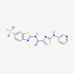 molecular formula C17H13N5O3S3 B2733902 N-(6-(甲磺酰基)苯并[4,3-d]噻唑-2-基)-2-(吡啶-3-基氨基)噻唑-4-甲酰胺 CAS No. 1286698-83-6