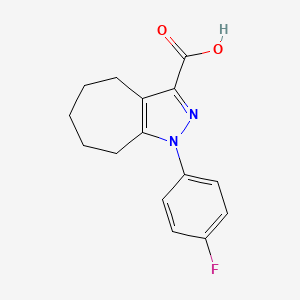molecular formula C15H15FN2O2 B2733917 1-(4-fluorophenyl)-1H,4H,5H,6H,7H,8H-cyclohepta[c]pyrazole-3-carboxylic acid CAS No. 923846-56-4