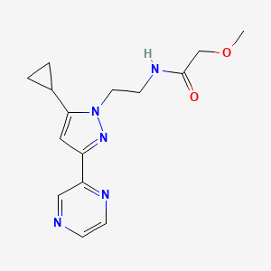 molecular formula C15H19N5O2 B2733930 N-(2-(5-环丙基-3-(吡嗪-2-基)-1H-吡唑-1-基)乙基)-2-甲氧基乙酰胺 CAS No. 2034287-84-6