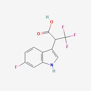 molecular formula C11H7F4NO2 B2733932 3,3,3-三氟-2-(6-氟-1H-吲哚-3-基)丙酸 CAS No. 1993099-07-2