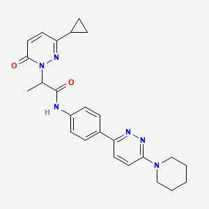 molecular formula C25H28N6O2 B2733934 2-(3-cyclopropyl-6-oxopyridazin-1(6H)-yl)-N-(4-(6-(piperidin-1-yl)pyridazin-3-yl)phenyl)propanamide CAS No. 2319783-94-1