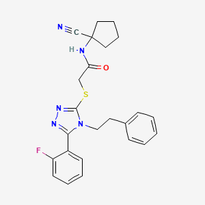molecular formula C24H24FN5OS B2733982 N-(1-氰基环戊基)-2-[[5-(2-氟苯基)-4-(2-苯乙基)-1,2,4-三唑-3-基]硫代]-乙酰胺 CAS No. 850653-49-5