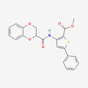 B2733986 Methyl 3-(2,3-dihydrobenzo[b][1,4]dioxine-2-carboxamido)-5-phenylthiophene-2-carboxylate CAS No. 681173-98-8