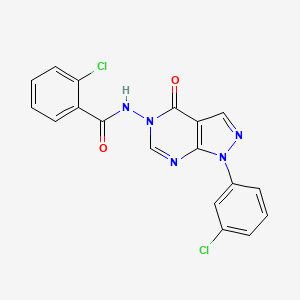 B2733994 2-chloro-N-(1-(3-chlorophenyl)-4-oxo-1H-pyrazolo[3,4-d]pyrimidin-5(4H)-yl)benzamide CAS No. 919842-18-5