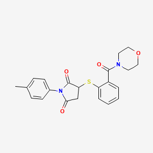 molecular formula C22H22N2O4S B2734007 1-(4-Methylphenyl)-3-[2-(morpholine-4-carbonyl)phenyl]sulfanylpyrrolidine-2,5-dione CAS No. 627482-51-3
