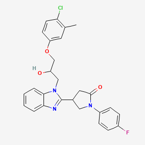molecular formula C27H25ClFN3O3 B2734009 4-{1-[3-(4-氯-3-甲基苯氧基)-2-羟基丙基]-1H-苯并咪唑-2-基}-1-(4-氟苯基)吡咯烷-2-酮 CAS No. 1018162-67-8