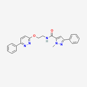 molecular formula C23H21N5O2 B2734013 1-甲基-3-苯基-N-(2-((6-苯基吡啶-3-基)氧基)乙基)-1H-吡唑-5-基)乙酰胺 CAS No. 1206989-62-9