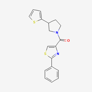 molecular formula C18H16N2OS2 B2734026 (2-苯基噻唑-4-基)(3-(噻吩-2-基)吡咯烷-1-基)甲酮 CAS No. 2191267-30-6