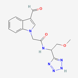 2-(3-Formylindol-1-yl)-N-[2-methoxy-1-(2H-tetrazol-5-yl)ethyl]acetamide