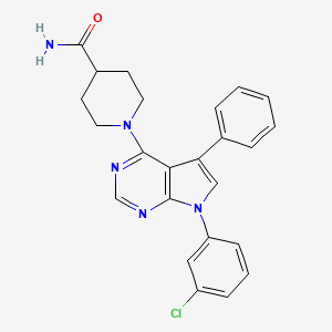 molecular formula C24H22ClN5O B2734041 1-[7-(3-chlorophenyl)-5-phenyl-7H-pyrrolo[2,3-d]pyrimidin-4-yl]piperidine-4-carboxamide CAS No. 477239-73-9