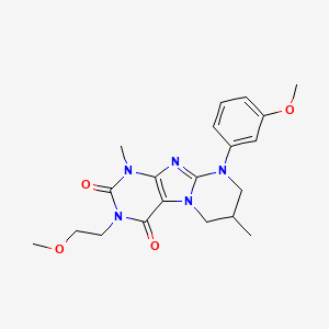 molecular formula C20H25N5O4 B2734044 3-(2-甲氧基乙基)-9-(3-甲氧基苯基)-1,7-二甲基-7,8-二氢-6H-嘌呤[7,8-a]嘧啶-2,4-二酮 CAS No. 847854-93-7