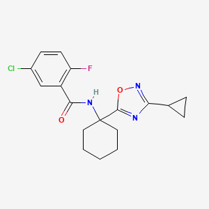 molecular formula C18H19ClFN3O2 B2734046 5-氯-N-[1-(3-环丙基-1,2,4-噁二唑-5-基)环己基]-2-氟苯甲酰胺 CAS No. 1396799-48-6