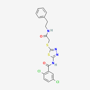molecular formula C19H16Cl2N4O2S2 B2734056 2,5-dichloro-N-(5-((2-oxo-2-(phenethylamino)ethyl)thio)-1,3,4-thiadiazol-2-yl)benzamide CAS No. 896031-08-6