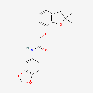 molecular formula C19H19NO5 B2734070 N-(1,3-benzodioxol-5-yl)-2-[(2,2-dimethyl-3H-1-benzofuran-7-yl)oxy]acetamide CAS No. 560999-06-6