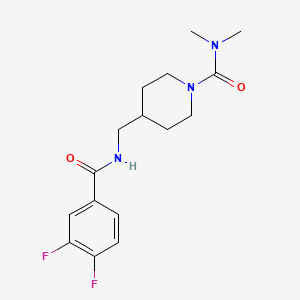 molecular formula C16H21F2N3O2 B2734073 4-((3,4-二氟苯甲酰)甲基)-N,N-二甲基哌啶-1-甲酰胺 CAS No. 2034357-93-0