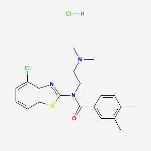 molecular formula C20H23Cl2N3OS B2734096 N-(4-chlorobenzo[d]thiazol-2-yl)-N-(2-(dimethylamino)ethyl)-3,4-dimethylbenzamide hydrochloride CAS No. 1216504-77-6