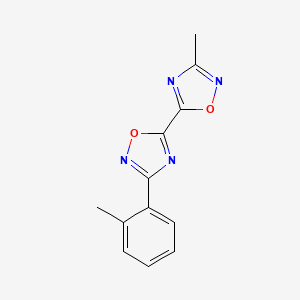 molecular formula C12H10N4O2 B2734107 3-Methyl-3'-(2-methylphenyl)-5,5'-bi-1,2,4-oxadiazole CAS No. 1775323-49-3