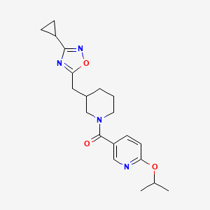 molecular formula C20H26N4O3 B2734110 (3-((3-Cyclopropyl-1,2,4-oxadiazol-5-yl)methyl)piperidin-1-yl)(6-isopropoxypyridin-3-yl)methanone CAS No. 1705939-05-4