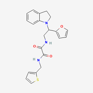 molecular formula C21H21N3O3S B2734121 N1-(2-(furan-2-yl)-2-(indolin-1-yl)ethyl)-N2-(thiophen-2-ylmethyl)oxalamide CAS No. 898432-91-2