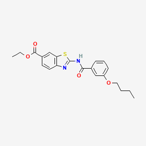 molecular formula C21H22N2O4S B2734125 Ethyl 2-(3-butoxybenzamido)benzo[d]thiazole-6-carboxylate CAS No. 946309-74-6