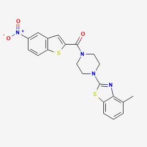 molecular formula C21H18N4O3S2 B2734131 (4-(4-Methylbenzo[d]thiazol-2-yl)piperazin-1-yl)(5-nitrobenzo[b]thiophen-2-yl)methanone CAS No. 897475-51-3