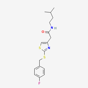molecular formula C17H21FN2OS2 B2734132 2-(2-((4-氟苯甲基)硫代)噻唑-4-基)-N-异戊基乙酰胺 CAS No. 941875-26-9