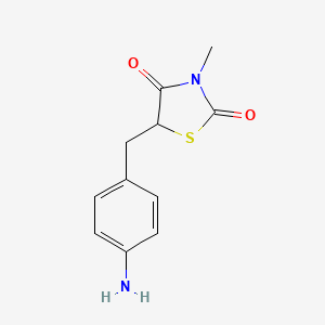 molecular formula C11H12N2O2S B2734140 5-(4-Aminobenzyl)-3-methyl-1,3-thiazolane-2,4-dione CAS No. 689251-29-4