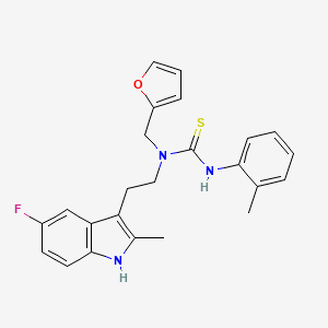 molecular formula C24H24FN3OS B2734143 1-(2-(5-fluoro-2-methyl-1H-indol-3-yl)ethyl)-1-(furan-2-ylmethyl)-3-(o-tolyl)thiourea CAS No. 851970-64-4