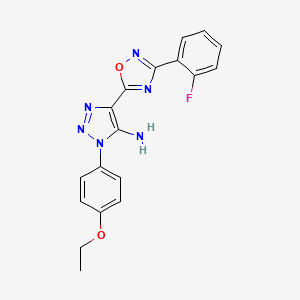 molecular formula C18H15FN6O2 B2734173 3-(4-Ethoxyphenyl)-5-[3-(2-fluorophenyl)-1,2,4-oxadiazol-5-yl]triazol-4-amine CAS No. 892770-34-2