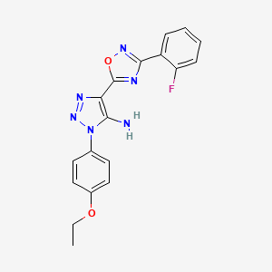 molecular formula C18H15FN6O2 B2734173 3-(4-乙氧基苯基)-5-[3-(2-氟苯基)-1,2,4-噁二唑-5-基]三唑-4-胺 CAS No. 892770-34-2