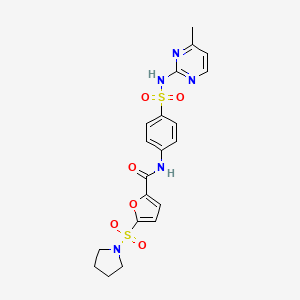 molecular formula C20H21N5O6S2 B2734177 N-(4-(N-(4-甲基嘧啶-2-基)磺酰胺基)苯基)-5-(吡咯啉-1-基磺酰基)呋喃-2-羧酰胺 CAS No. 1171808-87-9