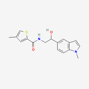 molecular formula C17H18N2O2S B2734194 N-(2-羟基-2-(1-甲基-1H-吲哚-5-基)乙基)-4-甲基噻吩-2-羧酰胺 CAS No. 2034526-35-5