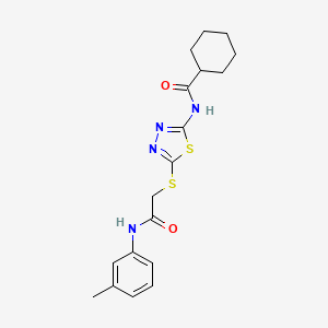 molecular formula C18H22N4O2S2 B2734197 N-(5-((2-氧代-2-(间甲苯氨基)乙基)硫代-1,3,4-噻二唑-2-基)环己基甲酰胺 CAS No. 392292-04-5