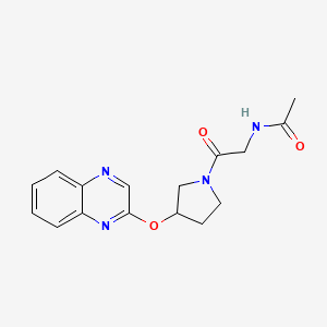 molecular formula C16H18N4O3 B2734200 N-{2-氧代-2-[3-(喹喙啉-2-基氧基)吡咯烷-1-基]乙基}乙酰胺 CAS No. 2097916-42-0