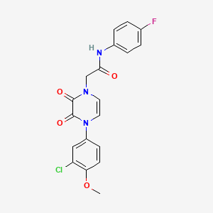 molecular formula C19H15ClFN3O4 B2734213 2-[4-(3-氯-4-甲氧基苯基)-2,3-二氧代吡嘧啶-1-基]-N-(4-氟苯基)乙酰胺 CAS No. 898463-87-1