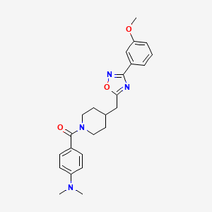molecular formula C24H28N4O3 B2734227 {4-[(4-{[3-(3-Methoxyphenyl)-1,2,4-oxadiazol-5-yl]methyl}piperidin-1-yl)carbonyl]phenyl}dimethylamine CAS No. 1775467-72-5
