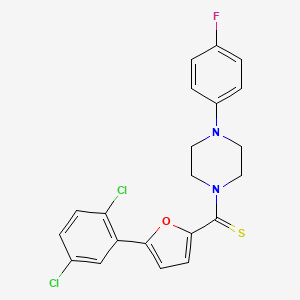 molecular formula C21H17Cl2FN2OS B2734228 (5-(2,5-Dichlorophenyl)furan-2-yl)(4-(4-fluorophenyl)piperazin-1-yl)methanethione CAS No. 579440-15-6