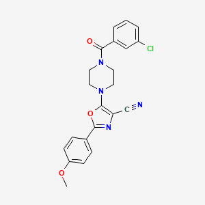 molecular formula C22H19ClN4O3 B2734230 5-(4-(3-氯苯甲酰)哌嗪-1-基)-2-(4-甲氧基苯基)噁唑-4-羧腈 CAS No. 903863-83-2