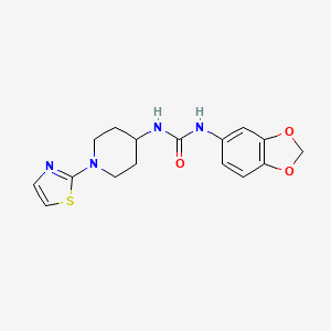 molecular formula C16H18N4O3S B2734235 1-(Benzo[d][1,3]dioxol-5-yl)-3-(1-(thiazol-2-yl)piperidin-4-yl)urea CAS No. 1706147-60-5
