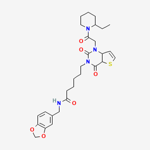 molecular formula C29H36N4O6S B2734236 N-[(2H-1,3-benzodioxol-5-yl)methyl]-6-{1-[2-(2-ethylpiperidin-1-yl)-2-oxoethyl]-2,4-dioxo-1H,2H,3H,4H-thieno[3,2-d]pyrimidin-3-yl}hexanamide CAS No. 912884-59-4