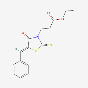 molecular formula C15H15NO3S2 B2734239 (Z)-ethyl 3-(5-benzylidene-4-oxo-2-thioxothiazolidin-3-yl)propanoate CAS No. 19375-23-6