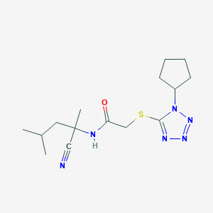 molecular formula C15H24N6OS B2734244 N-(1-cyano-1,3-dimethylbutyl)-2-[(1-cyclopentyl-1H-1,2,3,4-tetrazol-5-yl)sulfanyl]acetamide CAS No. 1241188-81-7