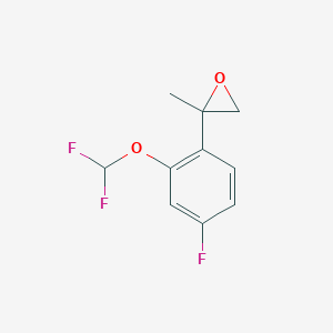 molecular formula C10H9F3O2 B2734250 2-[2-(Difluoromethoxy)-4-fluorophenyl]-2-methyloxirane CAS No. 2248377-07-1