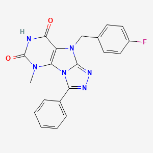 molecular formula C20H15FN6O2 B2734251 9-(4-fluorobenzyl)-5-methyl-3-phenyl-5H-[1,2,4]triazolo[4,3-e]purine-6,8(7H,9H)-dione CAS No. 921549-50-0