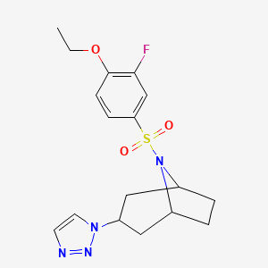 molecular formula C17H21FN4O3S B2734255 8-(4-ethoxy-3-fluorobenzenesulfonyl)-3-(1H-1,2,3-triazol-1-yl)-8-azabicyclo[3.2.1]octane CAS No. 2176269-68-2