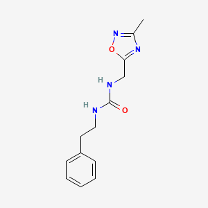 molecular formula C13H16N4O2 B2734260 1-((3-Methyl-1,2,4-oxadiazol-5-yl)methyl)-3-phenethylurea CAS No. 1235199-17-3