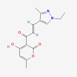 molecular formula C15H16N2O4 B2734267 (E)-3-(3-(1-乙基-3-甲基-1H-吡唑-4-基)丙烯酰基)-4-羟基-6-甲基-2H-吡喃-2-酮 CAS No. 1006359-67-6