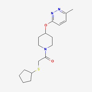molecular formula C17H25N3O2S B2734272 2-(环戊基硫代)-1-(4-((6-甲基吡啶并-3-基)氧基)哌嗪-1-基)乙酮 CAS No. 1797536-49-2