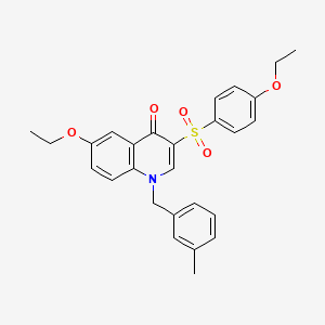 molecular formula C27H27NO5S B2734275 6-Ethoxy-3-(4-ethoxyphenyl)sulfonyl-1-[(3-methylphenyl)methyl]quinolin-4-one CAS No. 866340-40-1